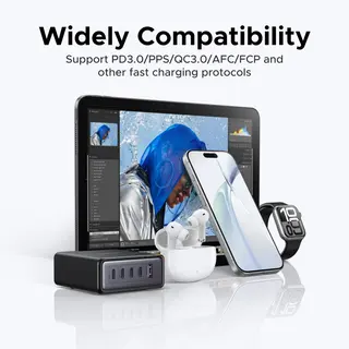 UGREEN 65W/100W/200W/500W GaN Desktop Charger 5-Port 4 USB -C 1 USB-A Fast Charging… รูปที่ 3