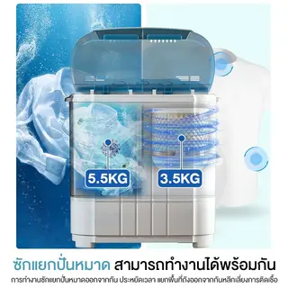 CAMEL เครื่องซักผ้ามินิฝาบน ความจุถังหมุนได้ 9 กก ความจุในการซัก 9 กก ฟังก์ชั่น 2In1… รูปที่ 2