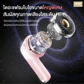 Acer OHR722 TWS หูฟังบลูทูธไร้สาย Bluetoote 5.4 ENC เสียง Hi-Fi ใส่สบาย แบตอึด… รูปที่ 2