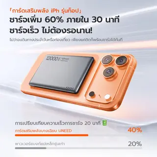 UNEED Powerbank เล็กที่สุด แบตสํารอง Magnetic 12000mAh Mini พาวเวอร์แบงไร้สาย… รูปที่ 2