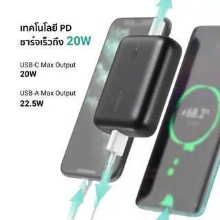 AUKEY PB-N83S พาวเวอร์แบงค์ชาร์จเร็ว 10,000 mAh ขนาดเล็ก ชาร์จเร็วด้วย PD20W SCP22.5W รูปที่ 2
